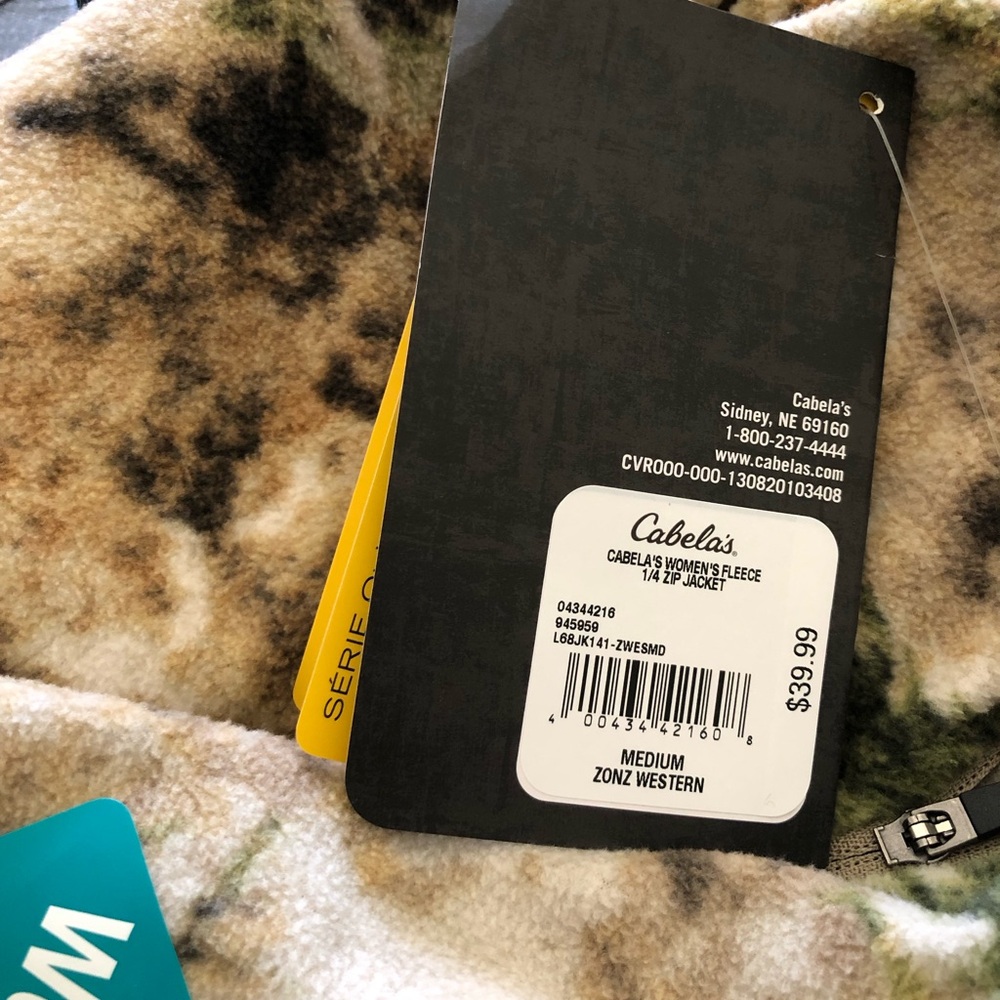 NWT Cabela's Camouflage 1/4 zip Fleece Pullover size Med - Picture 5 of 5